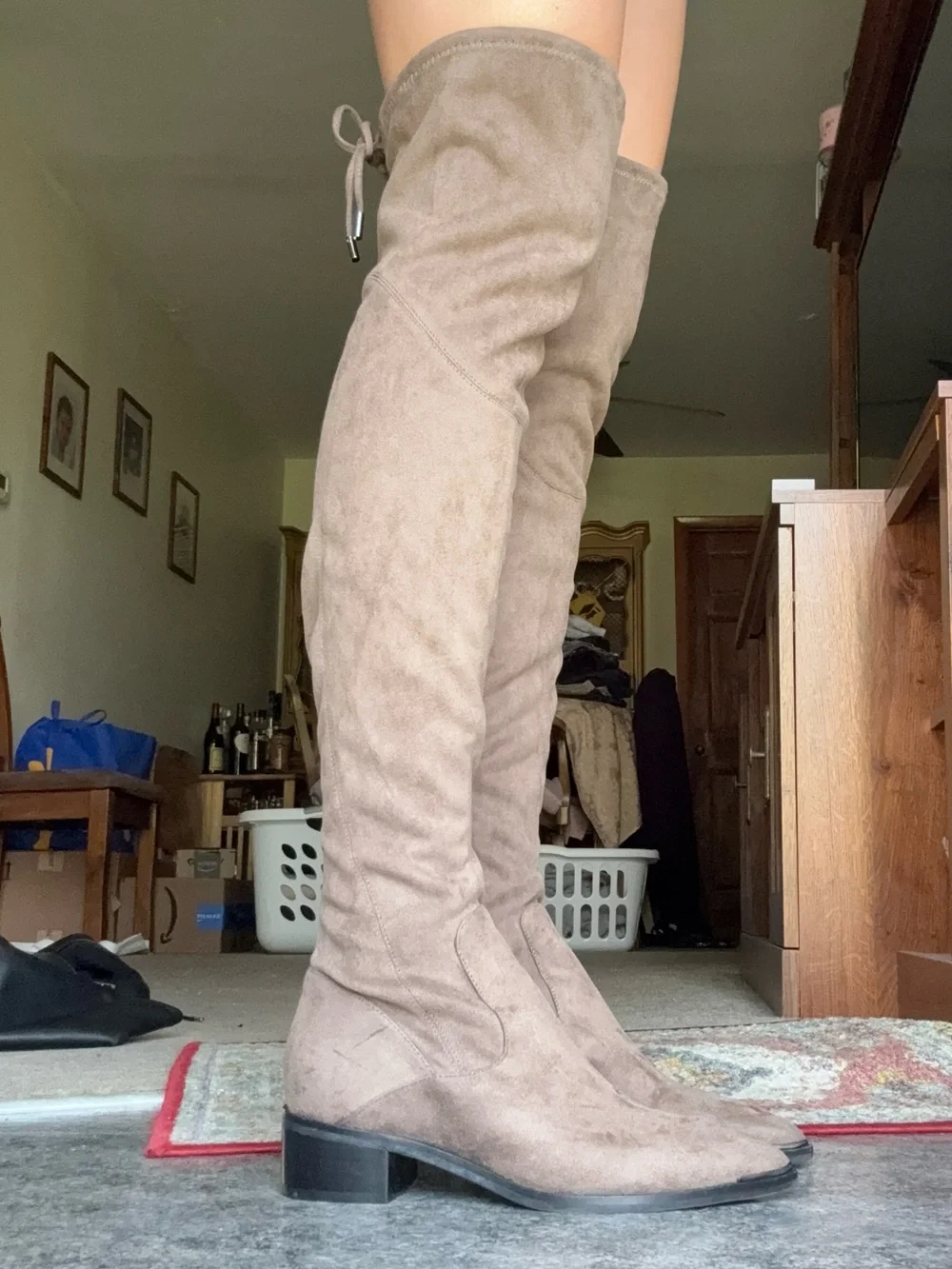 Marc Fisher Over-the-Knee Suede Boots in Taupe